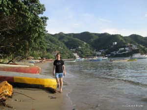 Exploring the beach.