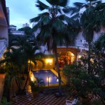 The atrium of the hostel.