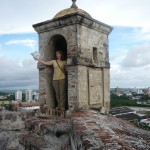 Castillo de San Felipe de Barajas with a modern soldier.