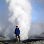 Me in front of a big geyser.