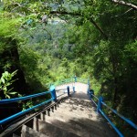 Steep stairs.